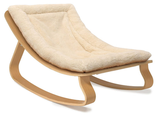 Charlie Crane LEVO Baby Rocker - Beech / Fur Milk - LEVO-FUR-MILK