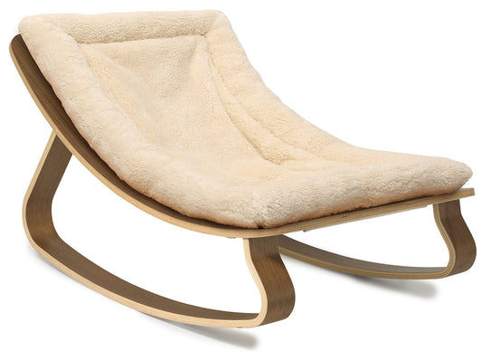 Charlie Crane LEVO Baby Rocker - Walnut / Fur Milk - LEVO-W-FUR-MILK