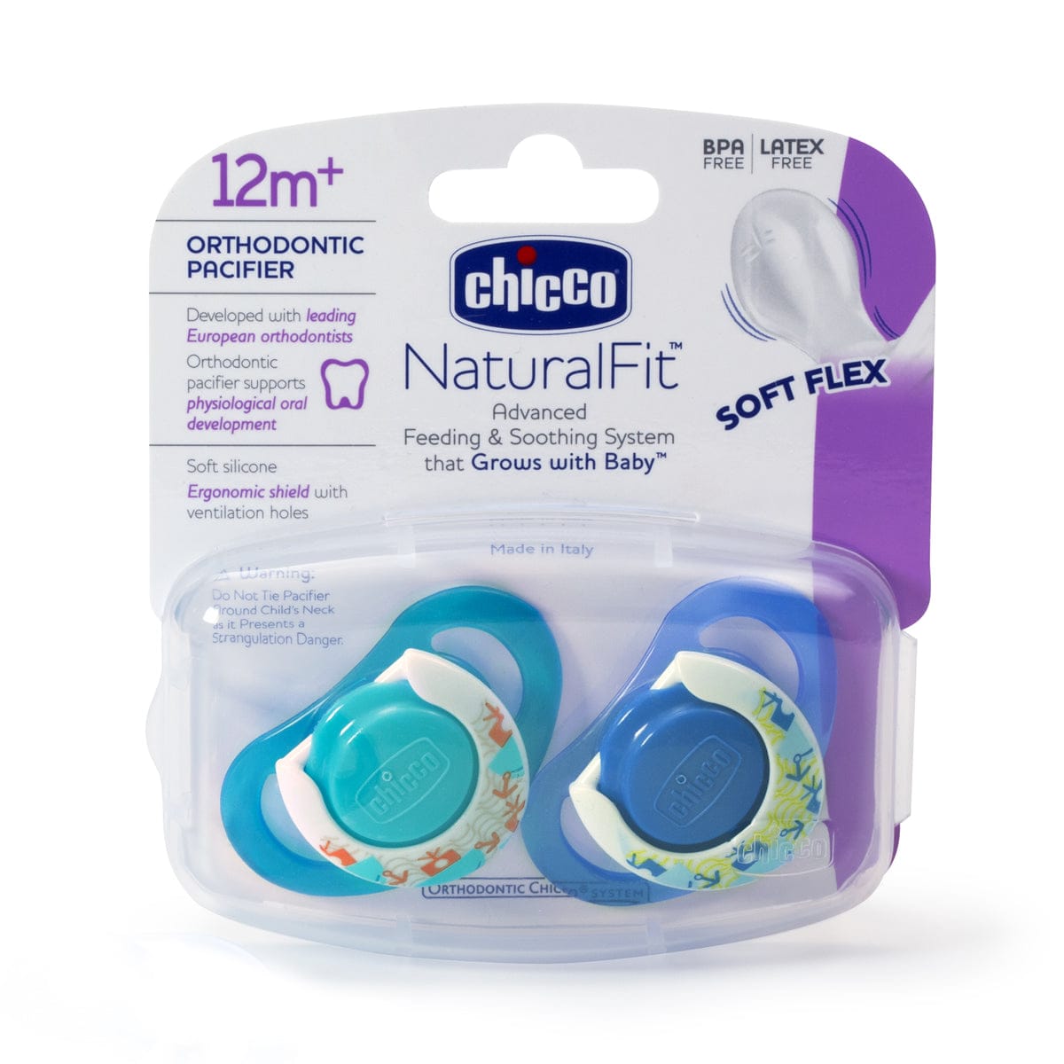 Chicco Hard Shield Orthodontic Pacifiers - Blue - 12M+ - 00005722000070