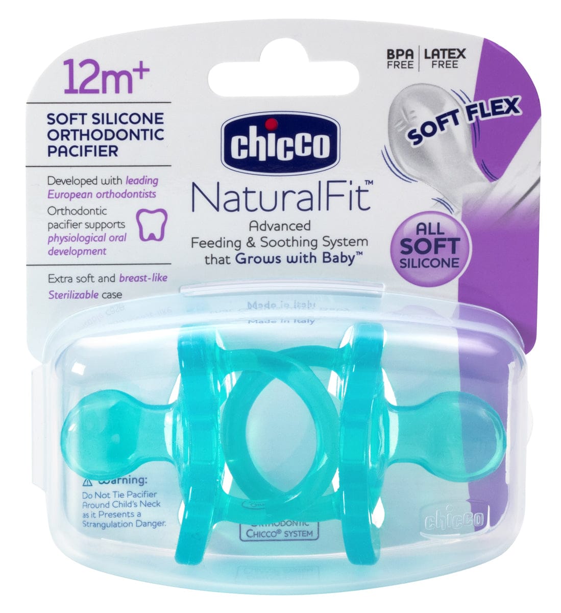 Chicco Soft Silicone Orthodontic Pacifiers - Blue - 12M+ - 2713200070