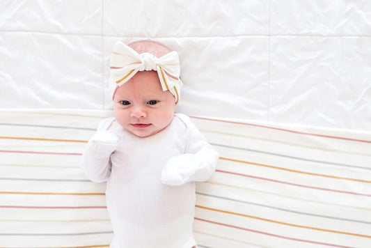 Copper Pearl Knit Headband Bow - Piper