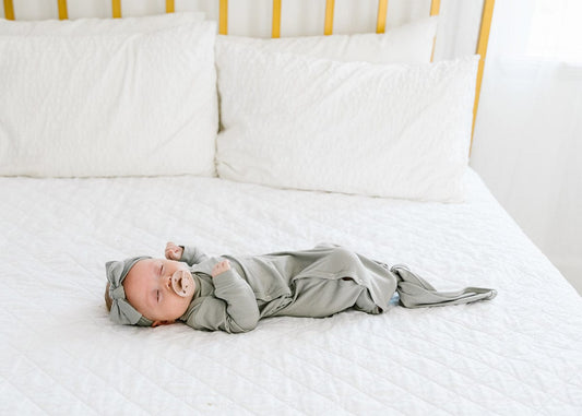 Copper Pearl Newborn Knotted Gown - Stone