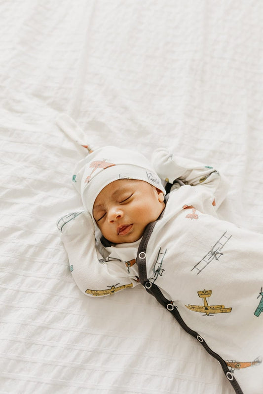 Copper Pearl Newborn Top Knot Hat - Ace
