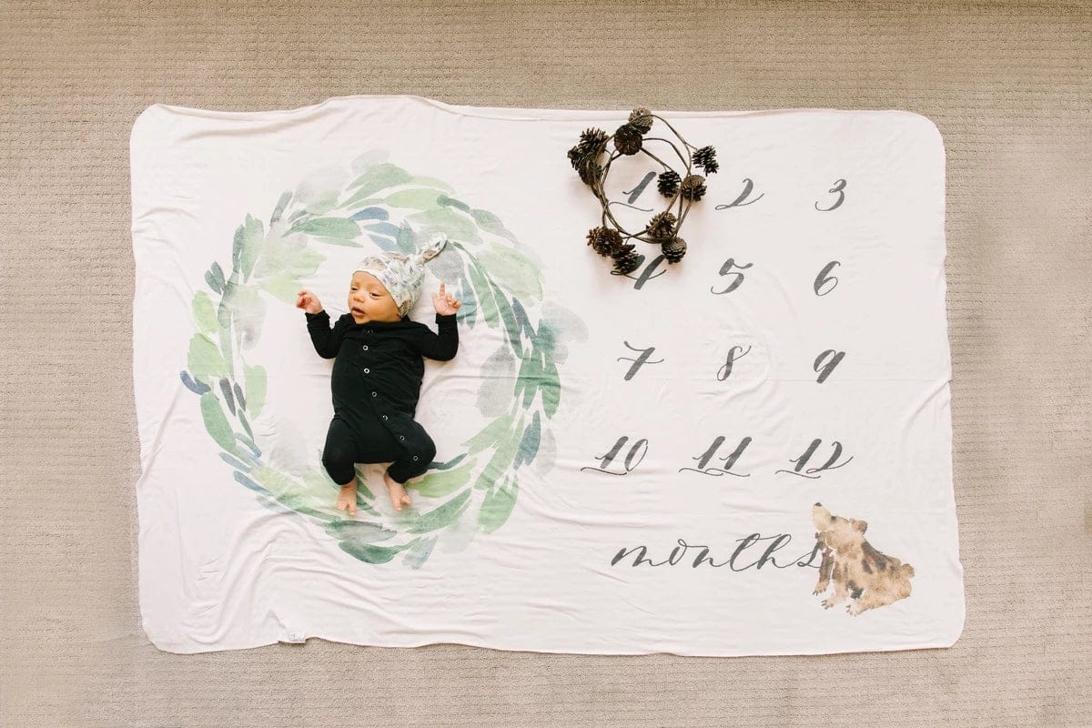 Copper Pearl Newborn Top Knot Hat - Bear