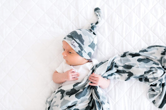 Copper Pearl Newborn Top Knot Hat - Gunnar