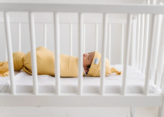 Copper Pearl Newborn Top Knot Hat - Marigold