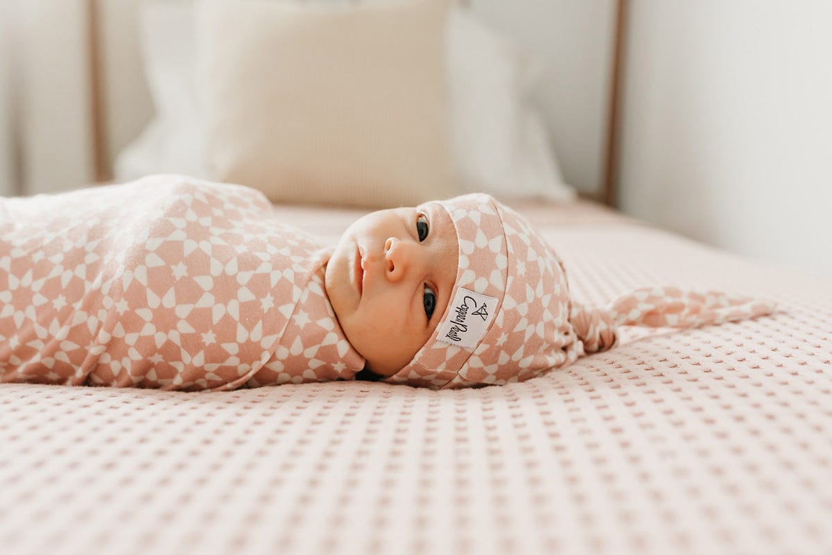 Copper Pearl Newborn Top Knot Hat - Star