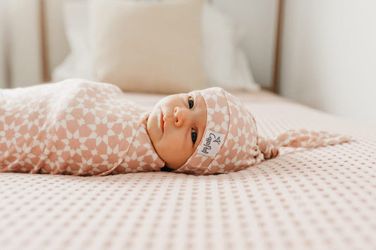 Copper Pearl Newborn Top Knot Hat - Star