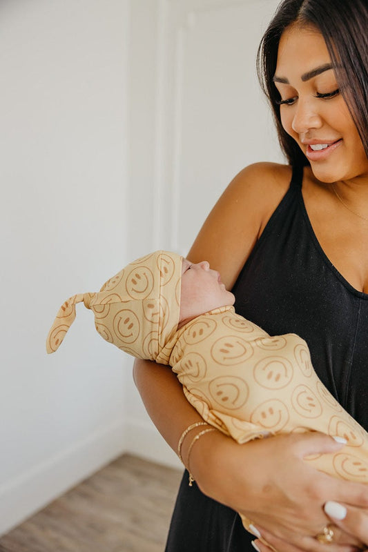 Copper Pearl Newborn Top Knot Hat - Vance