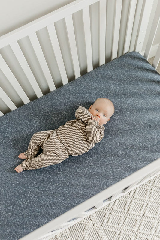 Copper Pearl Premium Fitted Crib Sheet - Denim