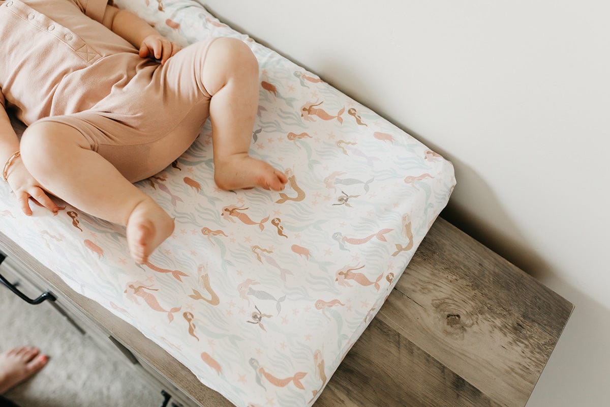 Copper Pearl Premium Knit Diaper Changing Pad Cover - Coral