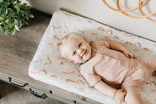 Copper Pearl Premium Knit Diaper Changing Pad Cover - Coral