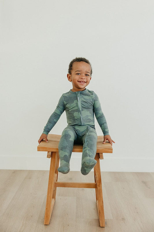 Copper Pearl Zip-up Footie - Hunter (0-3M) - X003QEOW93