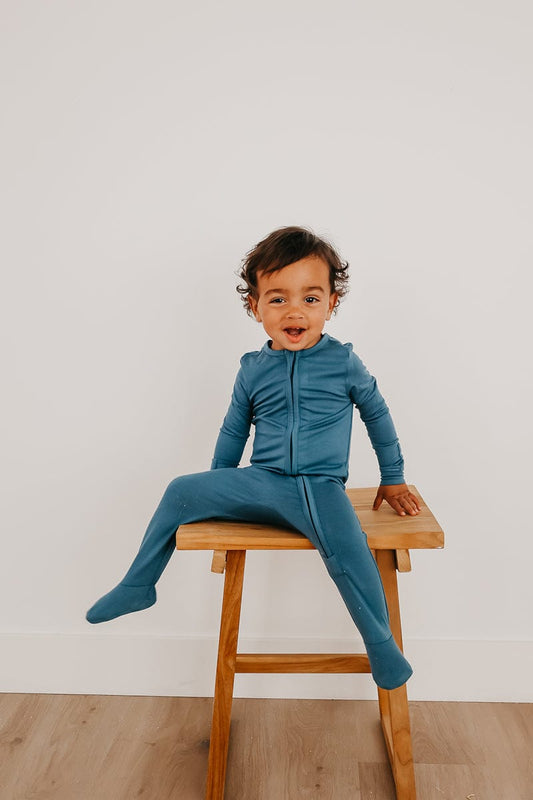 Copper Pearl Zip-up Footie - Steel (3-6M) - X003QERIQR
