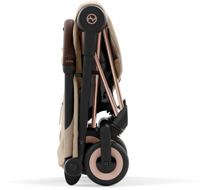 Cybex COYA Compact Stroller + Cloud G Lux SensorSafe Travel System Bundle - Rose Gold / Cozy Beige / Moon Black - 522005195-522001401