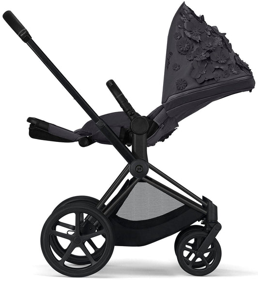 Cybex ePriam Complete Stroller with Lux Bassinet Bundle - Simply Flowers - Dream Grey - 519002649-B-SF-GREY