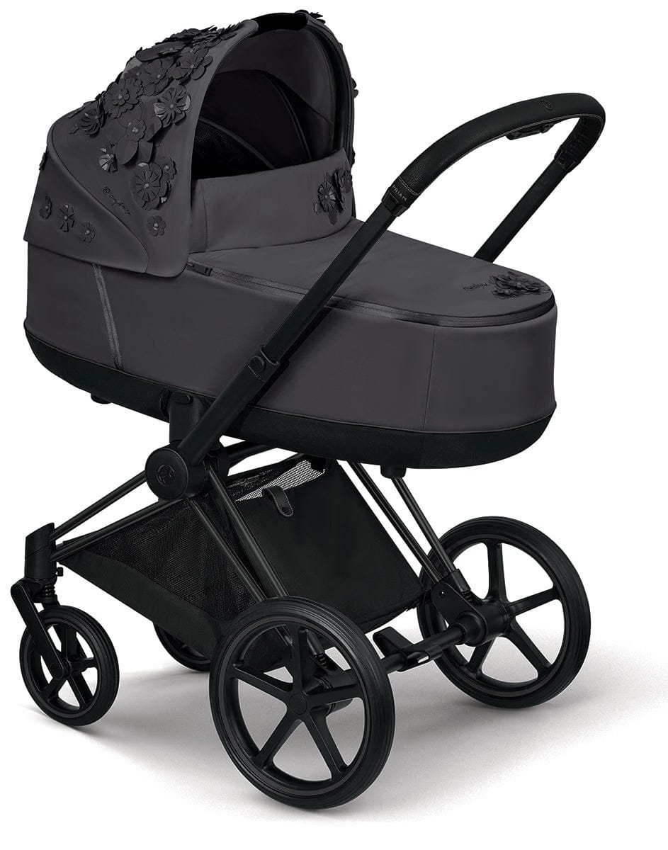 Cybex ePriam Complete Stroller with Lux Bassinet Bundle - Simply Flowers - Dream Grey - 519002649-B-SF-GREY
