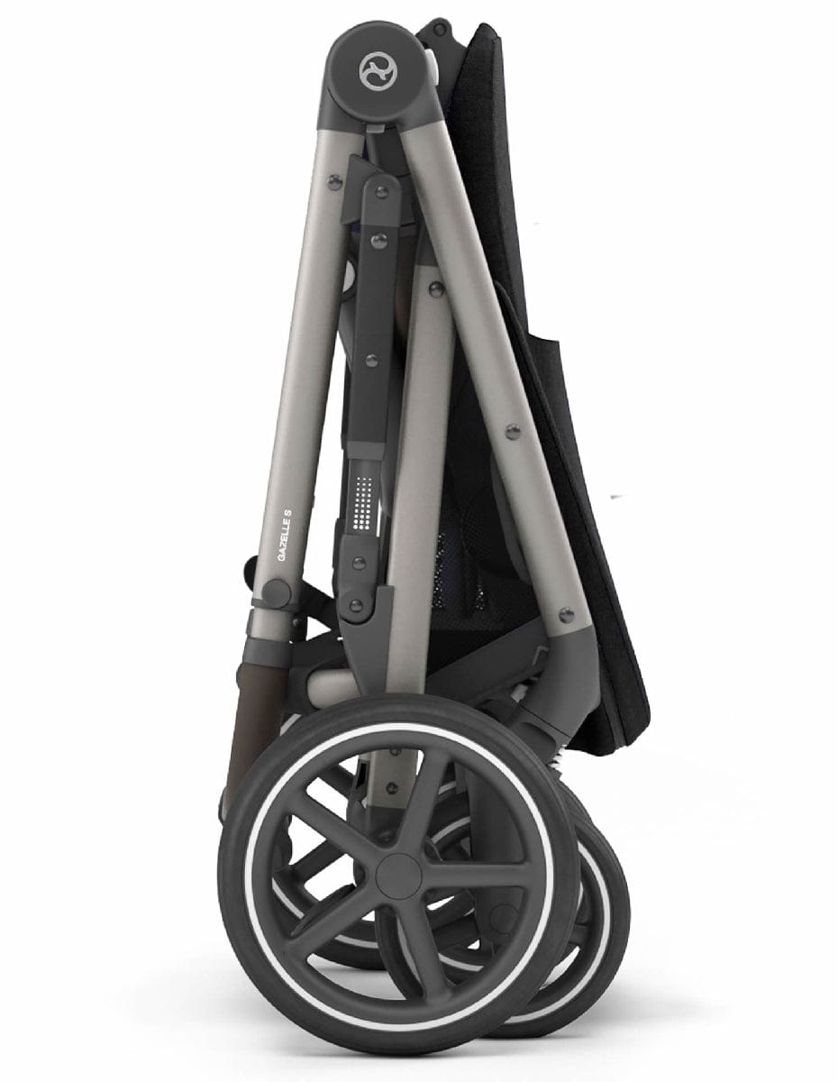 Cybex Gazelle S Double Stroller - Deep Black (Taupe Frame) - 520003561-520003571
