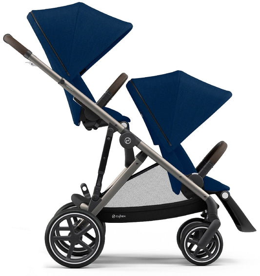 Cybex Gazelle S Double Stroller - Navy Blue (Taupe Frame) - 520003557-520003567