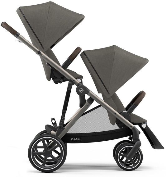 Cybex Gazelle S Double Stroller - Soho Grey (Taupe Frame) - 520003559-520003569