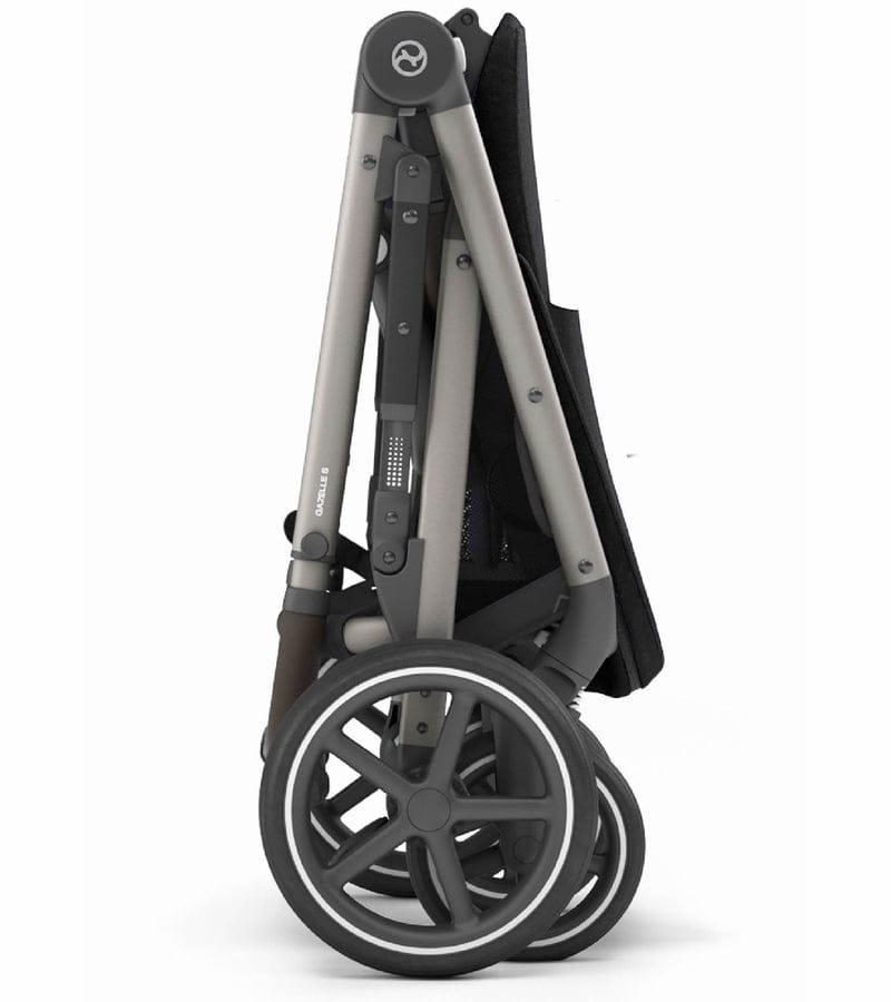 Cybex Gazelle S Single-to-Double Stroller + Cot Bundle - Deep Black / Moon Black (Taupe Frame) - 520003561-522002381