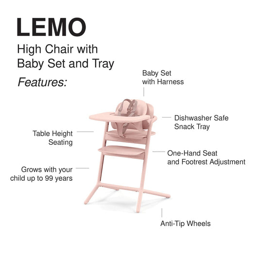 Cybex LEMO 2 High Chair 3-in-1 Set - Pearl Pink - 521003579