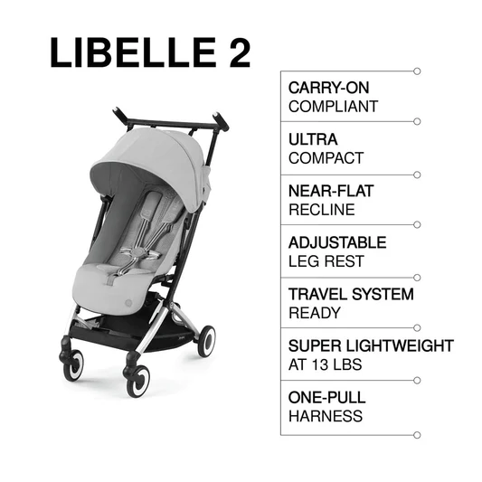 Cybex Libelle 2 Compact Stroller (with 1 Pull Harness) - Fog Grey - 524000221