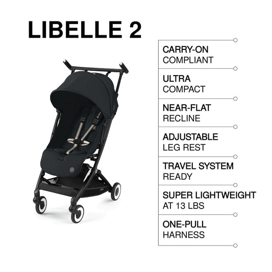 Cybex Libelle 2 Compact Stroller (with 1 Pull Harness) - Magic Black - 524000209