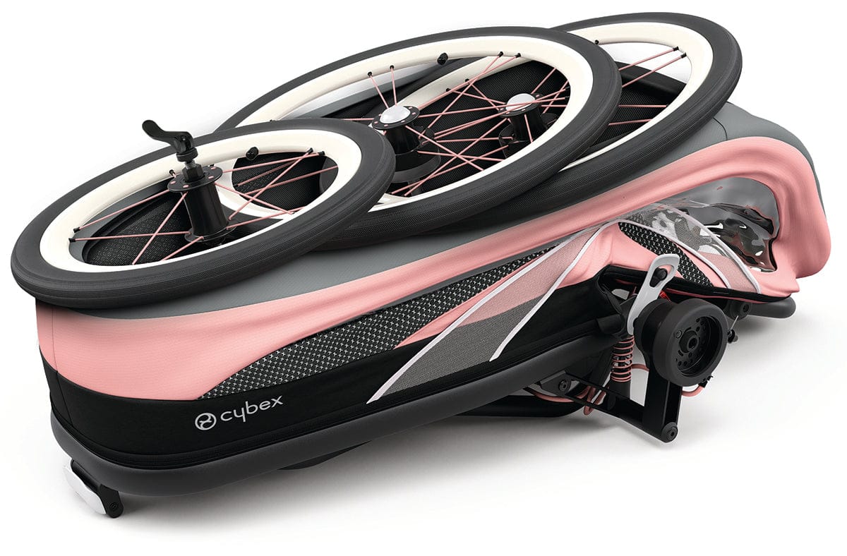 Cybex Zeno Multisport Trailer Bundle - Black/Pink Frame + All Black Seat Pack - 521000309-521000375