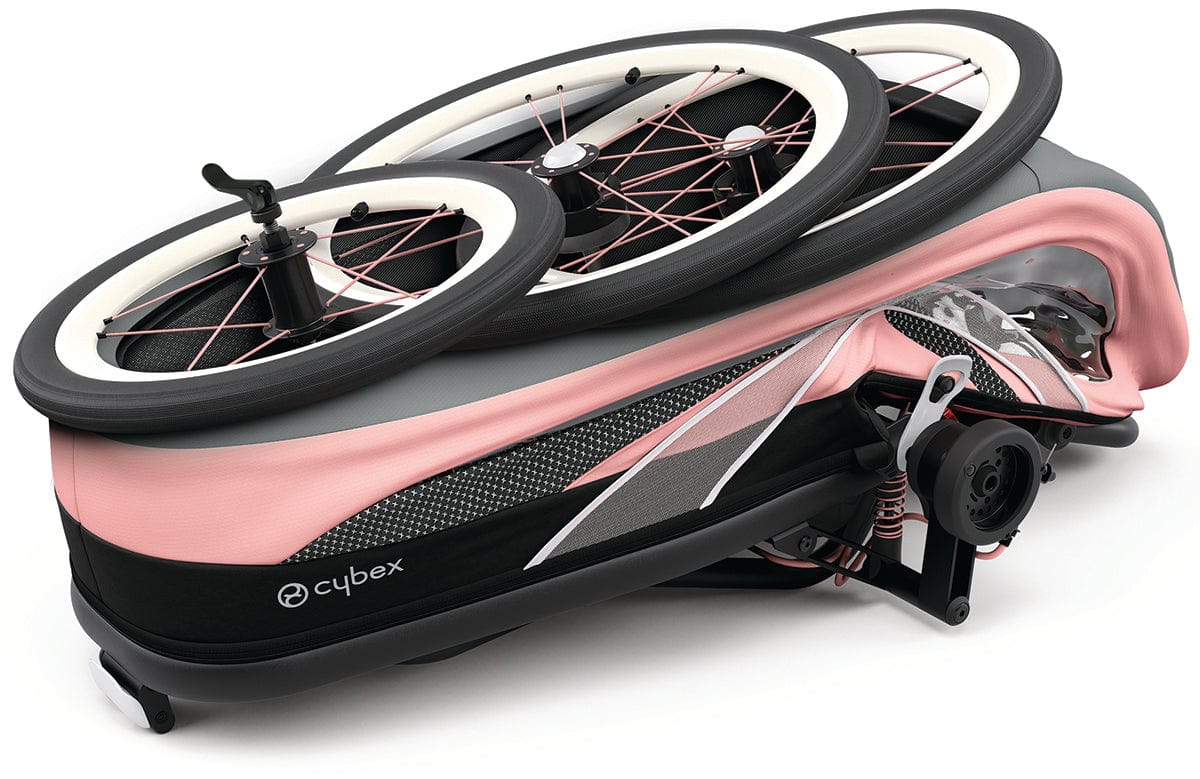 Cybex Zeno Multisport Trailer Bundle - Black/Pink Frame + Silver Pink Seat Pack - 521000309-521000379