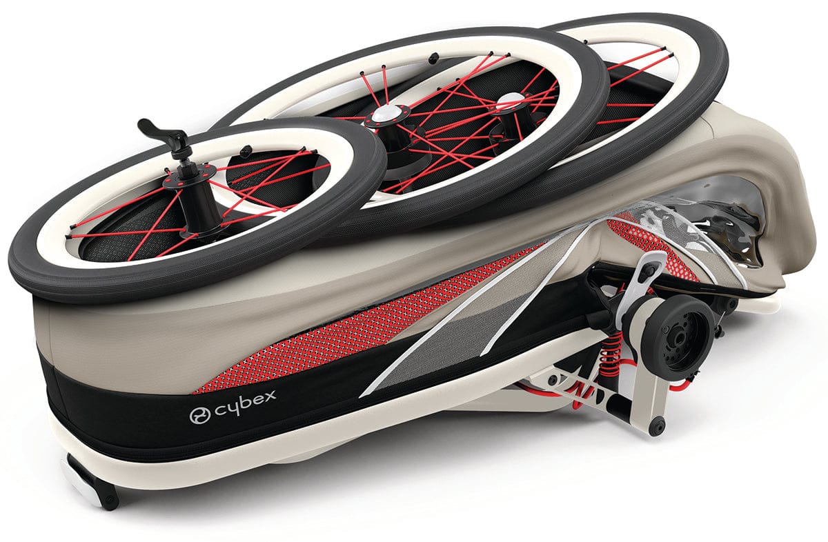 Cybex Zeno Multisport Trailer Bundle - Cream/Orange Frame + All Black Seat Pack - 521000321-521000375