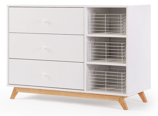 dadada Central Park 3-Drawer Dresser - White / Natural - 41131-DA