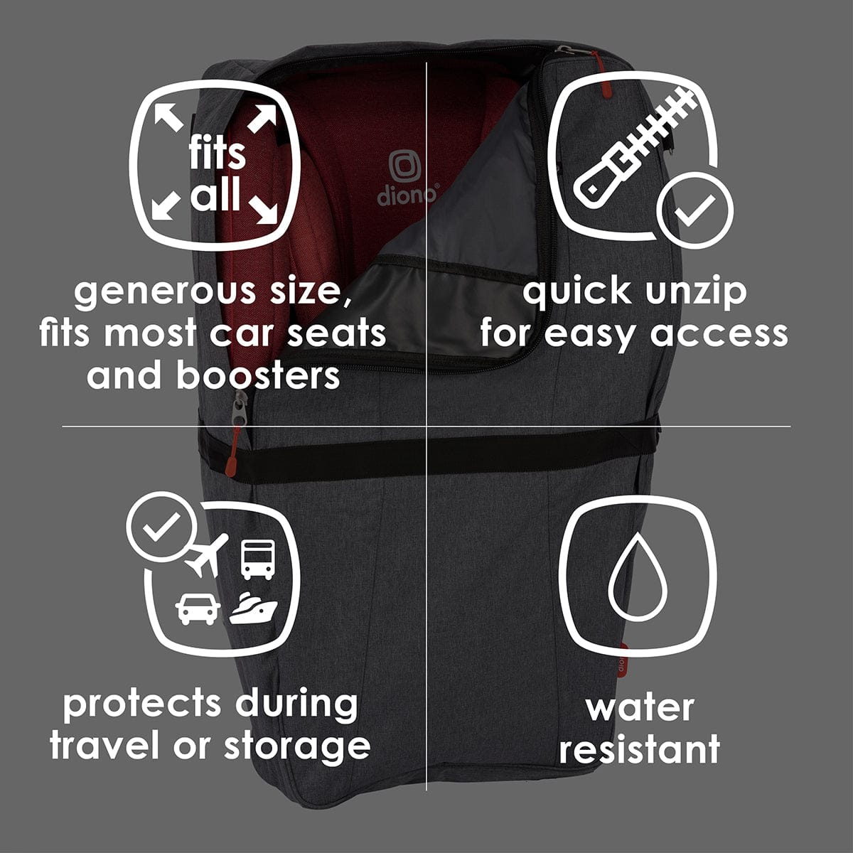 Diono Car Seat Travel Backpack - Gray - 40613-GL-01