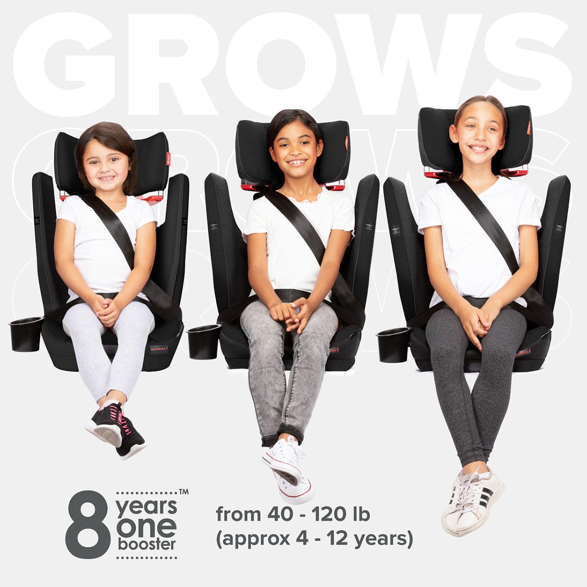 Diono Monterey 5iST FixSafe Belt Positioning High Back Booster Car Seat - Gray Slate - 15701-DIONO