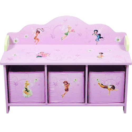 Disney TinkerBell Fairies Toy Bench with 3 Bins