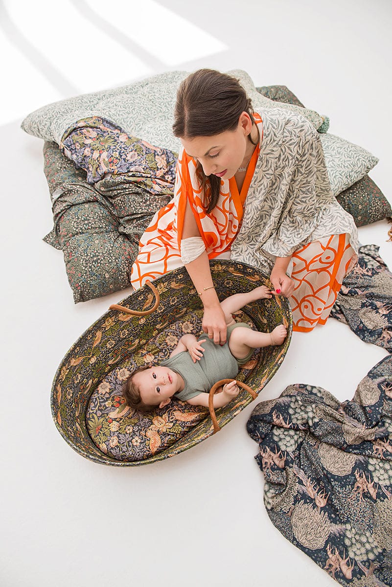 DockATot Dream Weaver Moses Basket - Strawberry Thief - 72062