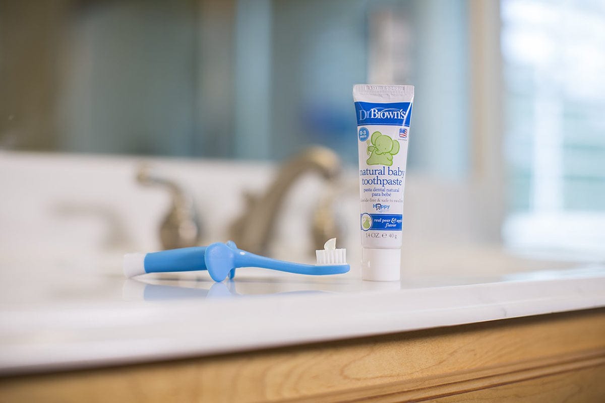 Dr. Brown's Infant-to-Toddler Toothbrush & Toothpaste Combo Pack - Elephant, Blue - HG024-P4