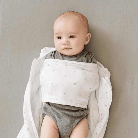 Dreamland Baby Dream Weighted Swaddle (Gen 2) - Classic Grey Stars, 0-6 months - DBSWAD