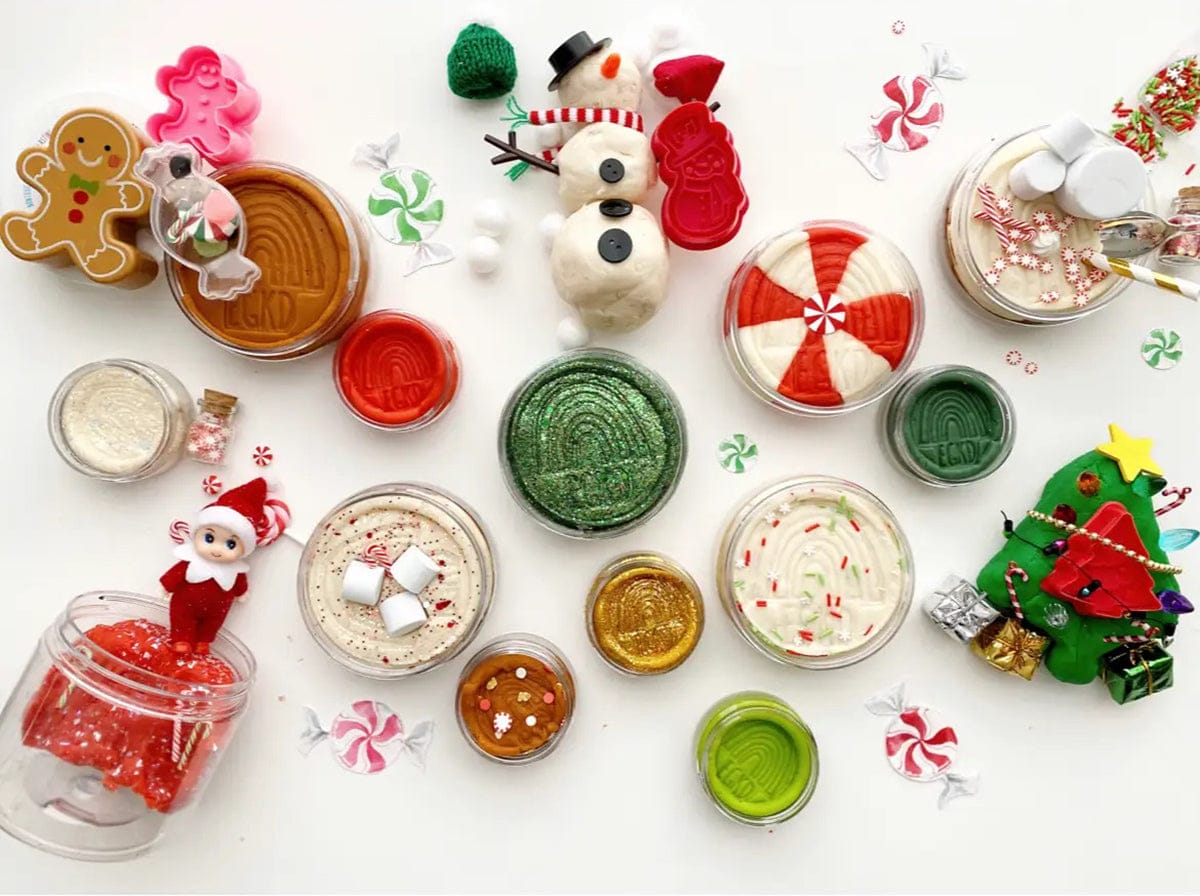 Earth Grown KidDoughs Play Dough Kit - Build a Snowman Dough Globe (Unscented) - SNOWDTGKU