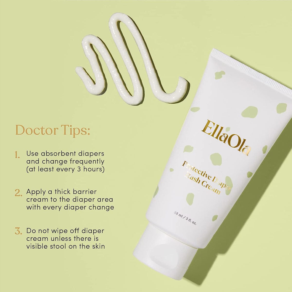 EllaOla Organic Diaper Rash Cream, Fragrance Free - 104000N