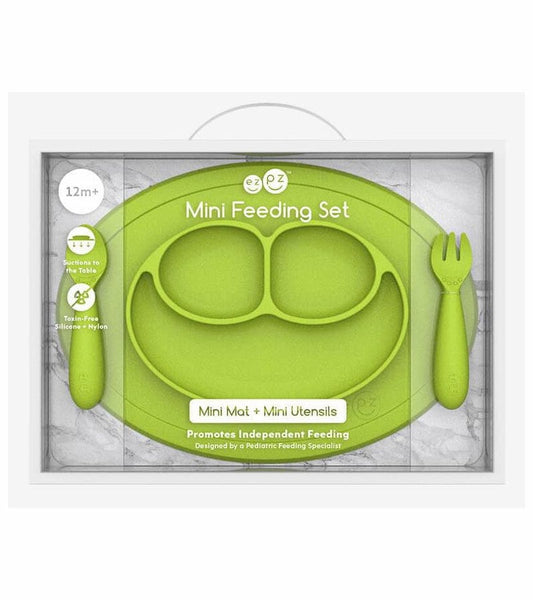 EZPZ Toddler Bundle - Mini Feeding Set + Mini Cup and Straw Training System - Lime