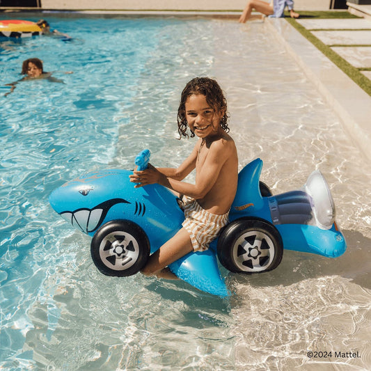 FUNBOY X Hot Wheels Kids Sharkruiser Pool Float w/ Water Squirter - HW-SHRK-CRUISR