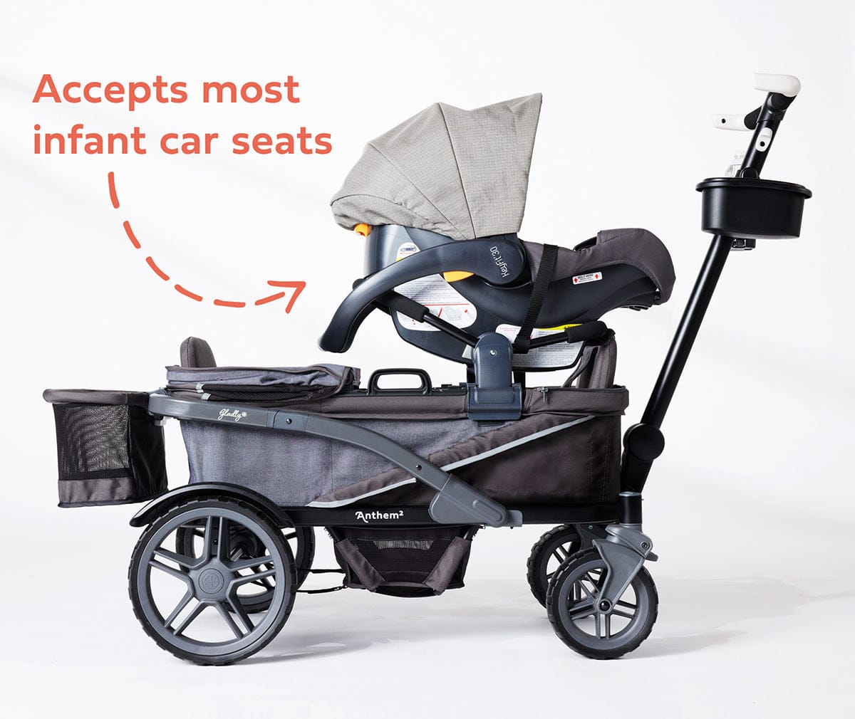 Gladly Family Anthem4 ICS All-Terrain (4 Seater) Stroller Wagon - Graphite - WAG-GRA-4-S