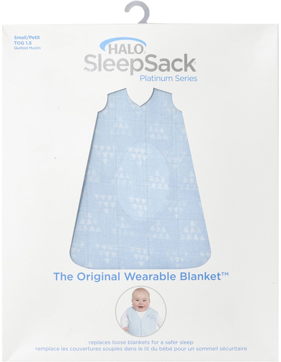 Halo SleepSack Quilted Muslin Wearable Blanket - Pyramid Blue (Small) - 4074-HALO