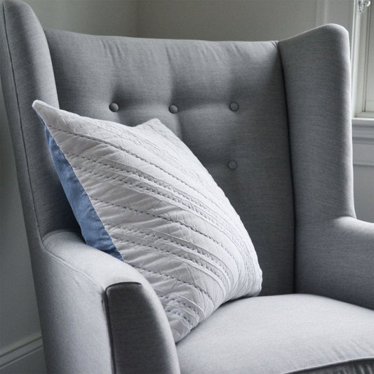 Hello Spud Decorative Pillow with Stuffer - Diagonal Pintuck Blue