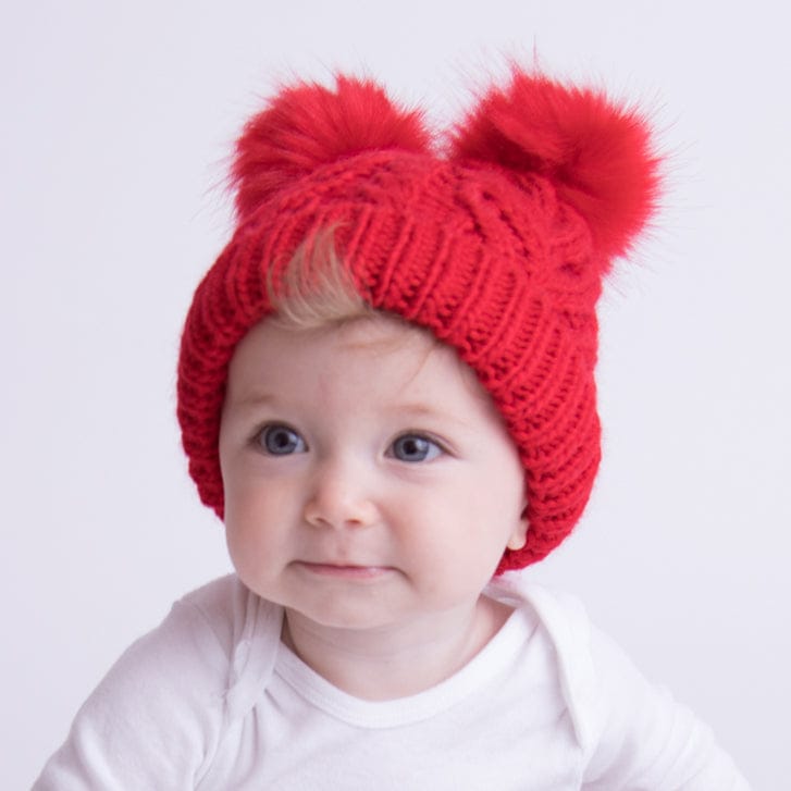 Huggalugs Fluffer Beanie Hat - Red, Small (0-6 months)