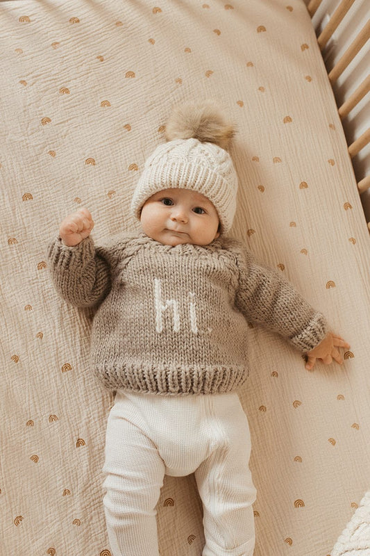 Huggalugs hi. Crew Neck Sweater - Pebble, 0-6 months - 1228-0-6