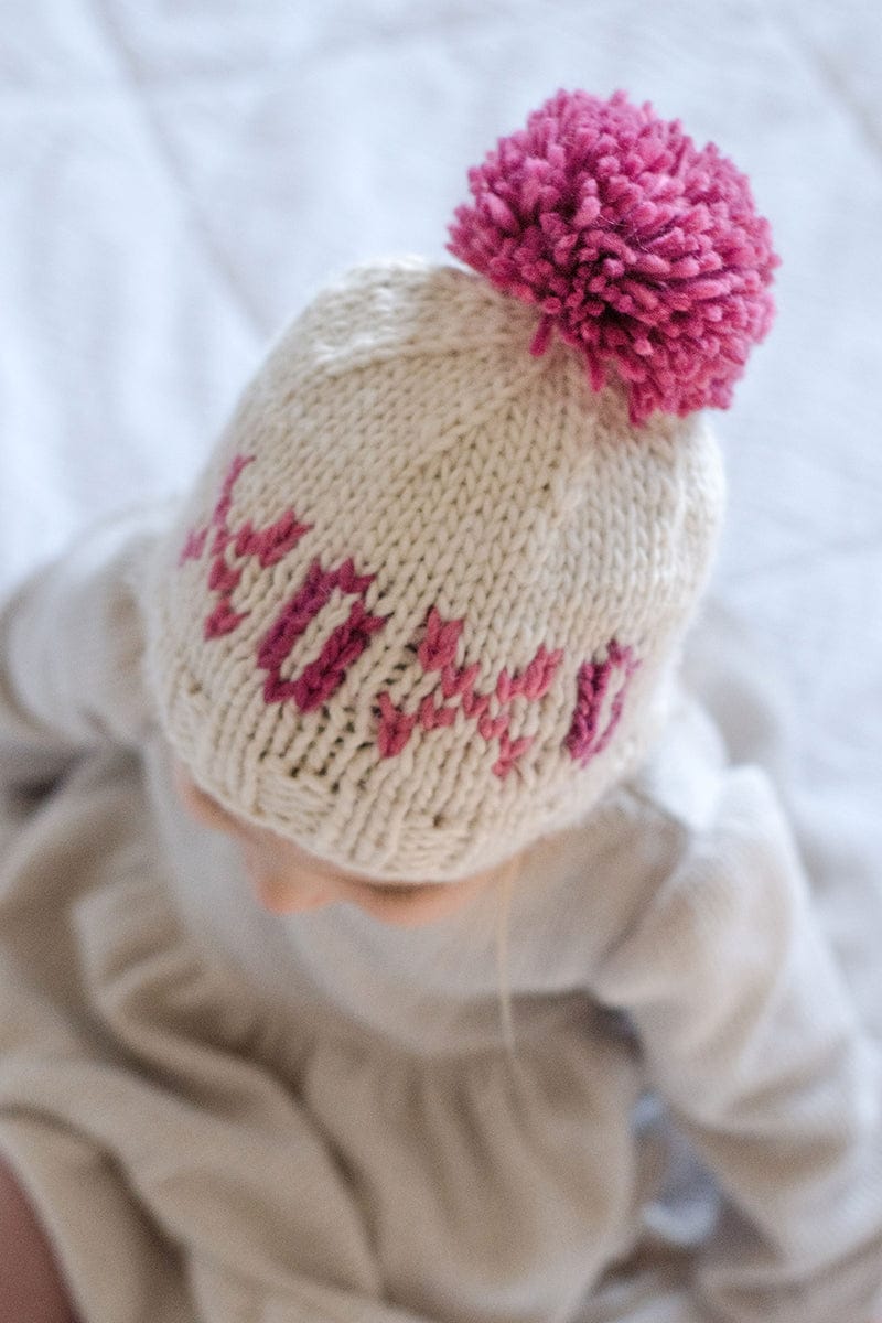 Huggalugs XOXO Valentine's Day Hand Knit Beanie Hat - Cream, Large (2-6 years)