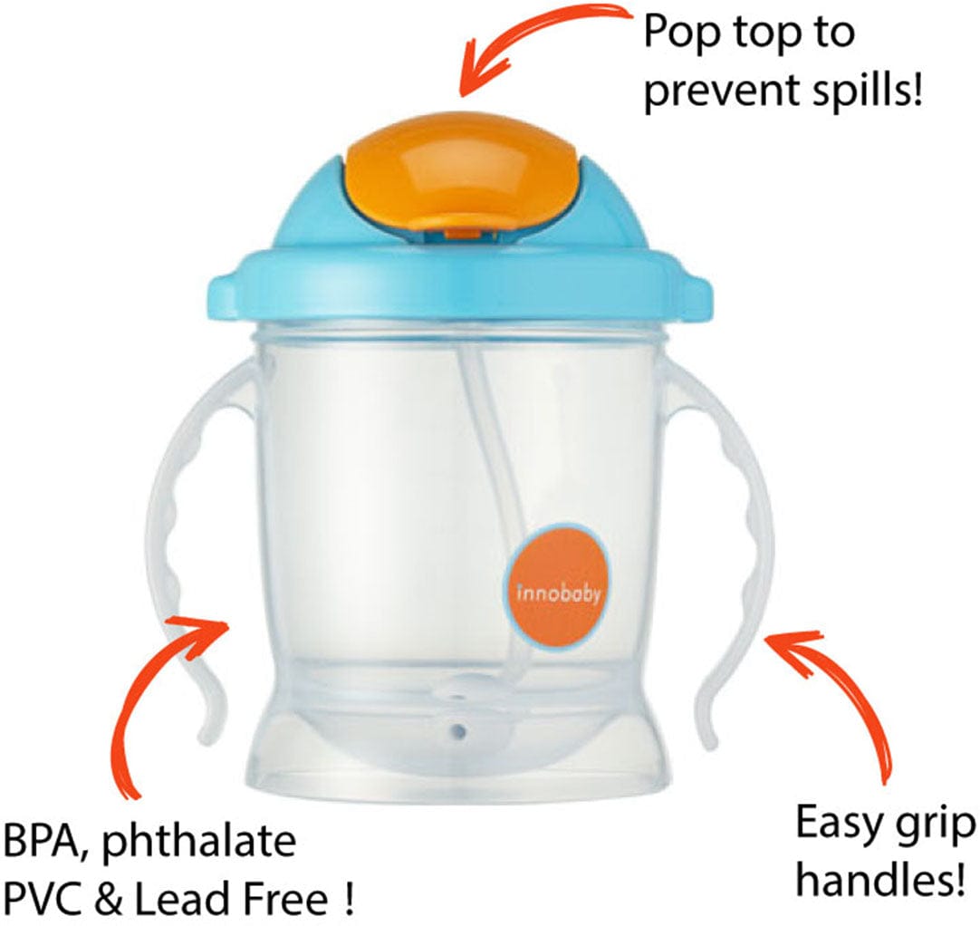 Innobaby Sippin' Smart EZ Flow Straw Stainless Sippy - Blue - SIP-101SC