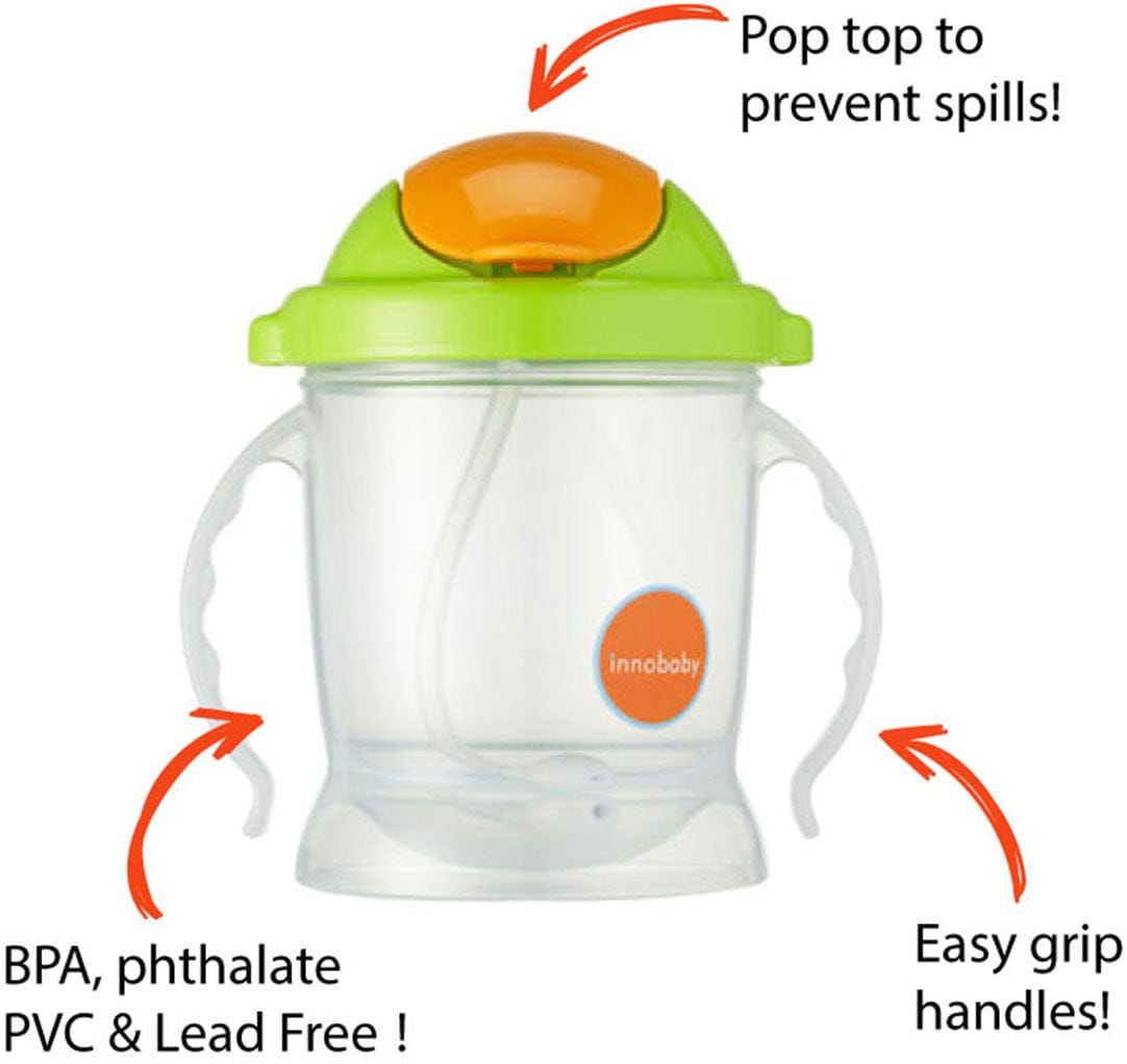 Innobaby Sippin' Smart EZ Flow Straw Stainless Sippy - Green - SIP-102SC